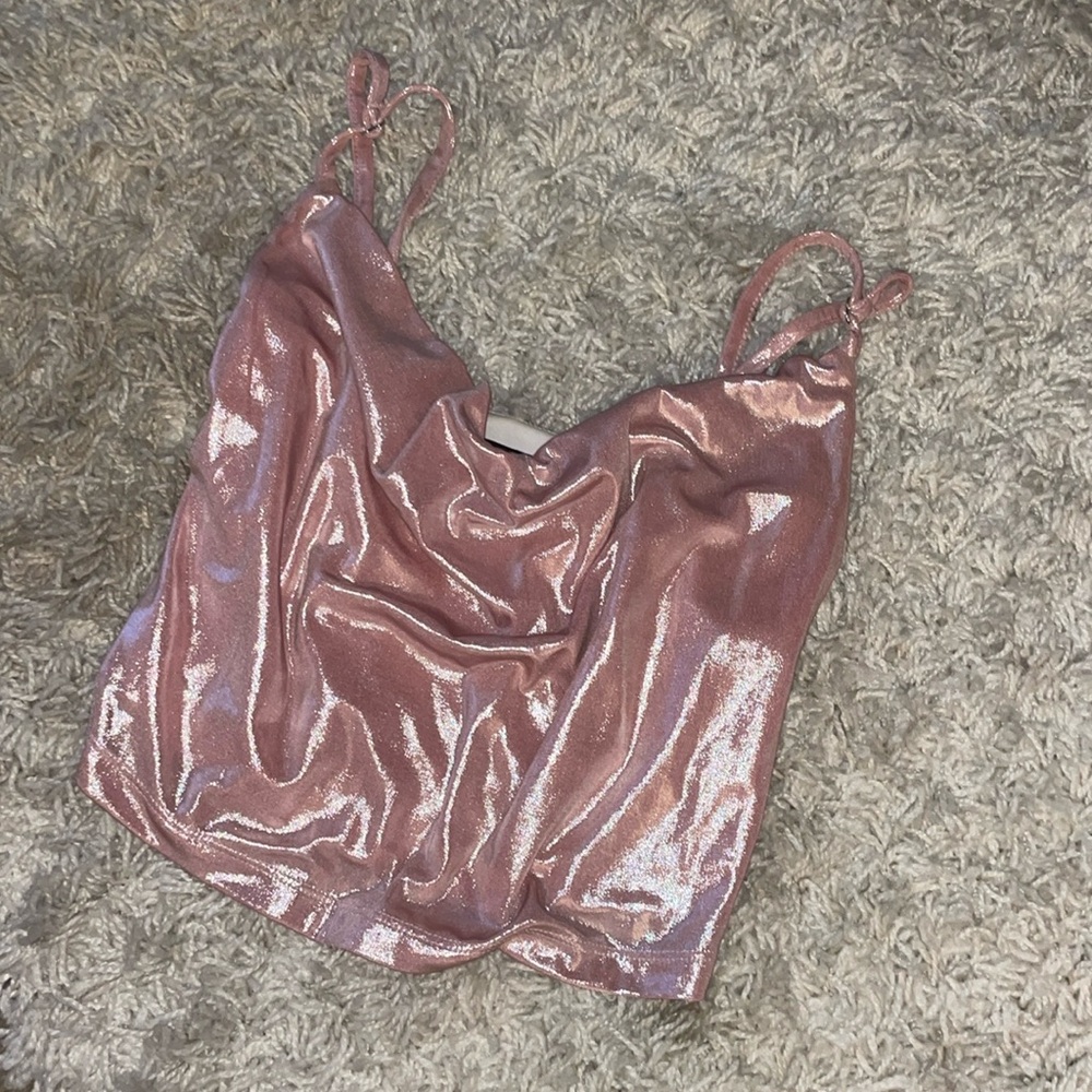 shiny pink tank top